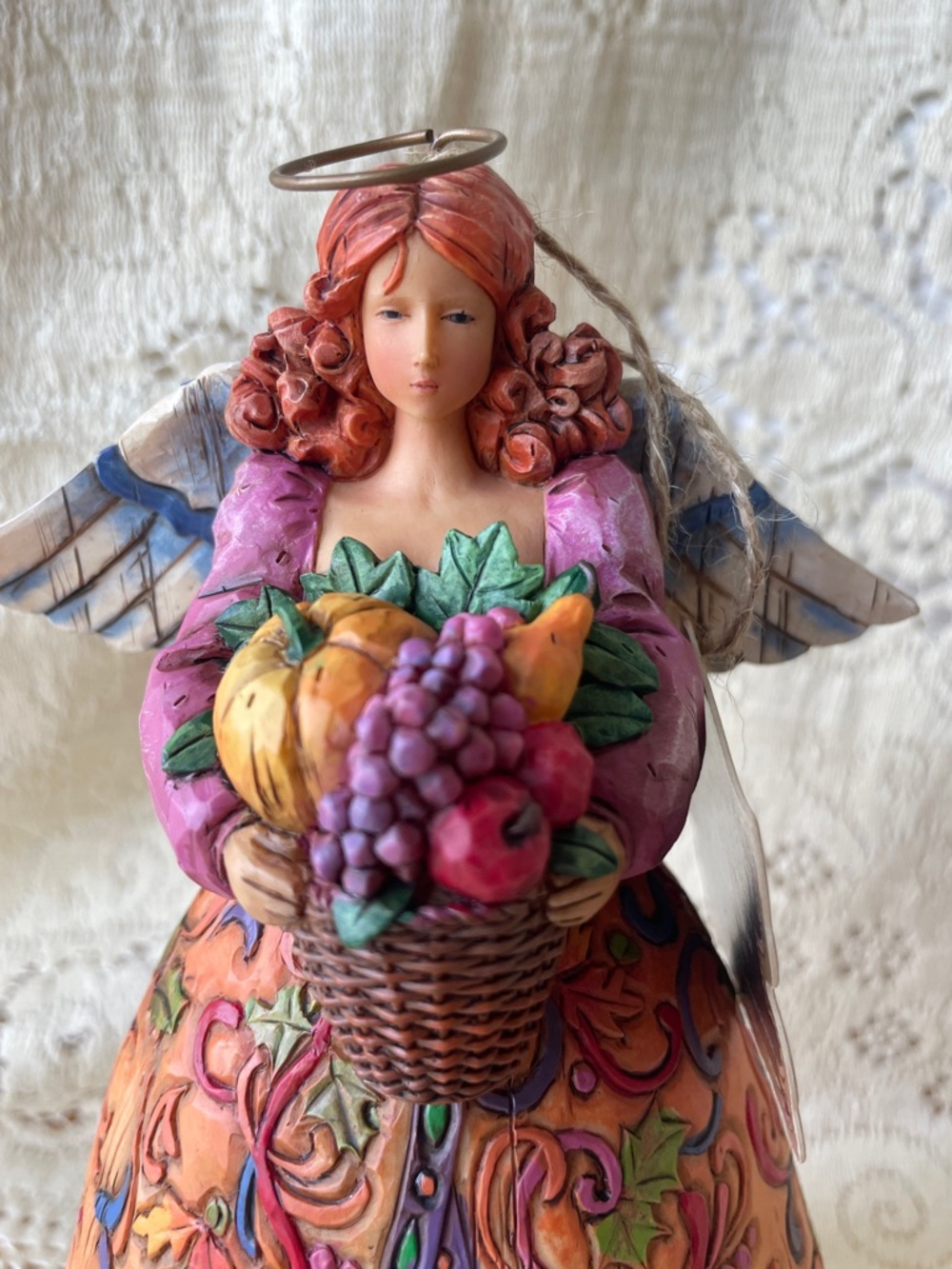Jim Shore Multicolored Hand-Painted Angel Figurine with Floral Accents - Picture 8 of 9